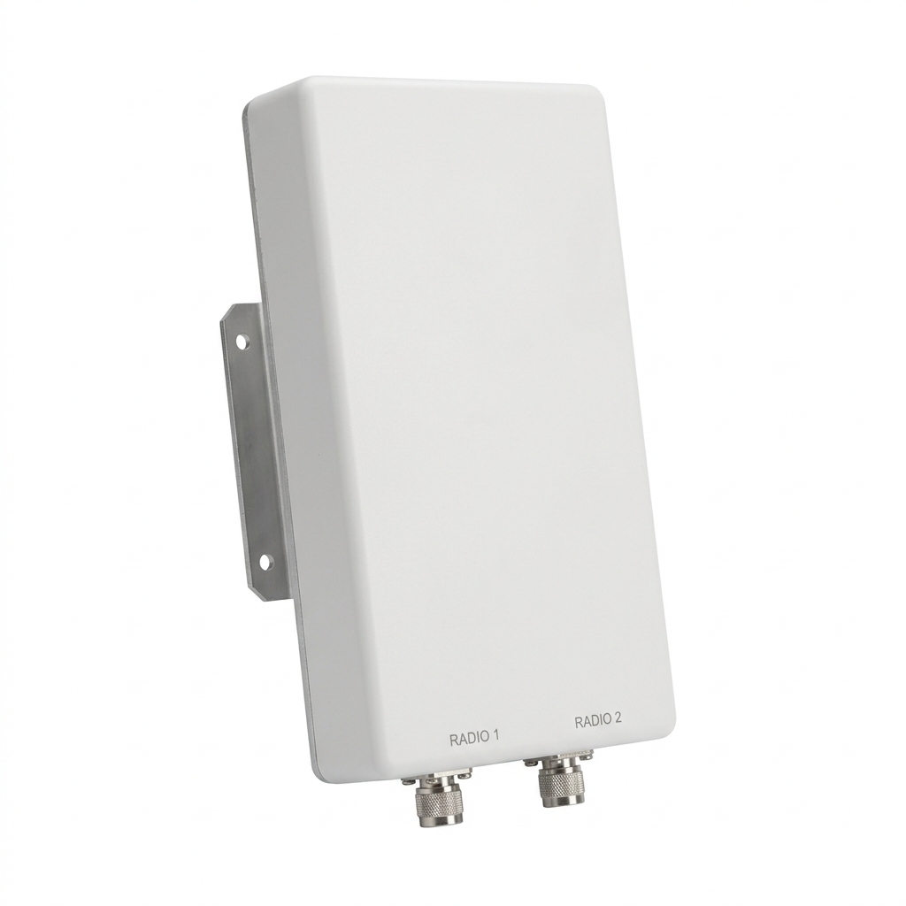 Wall-mounted antenna and combiner unit